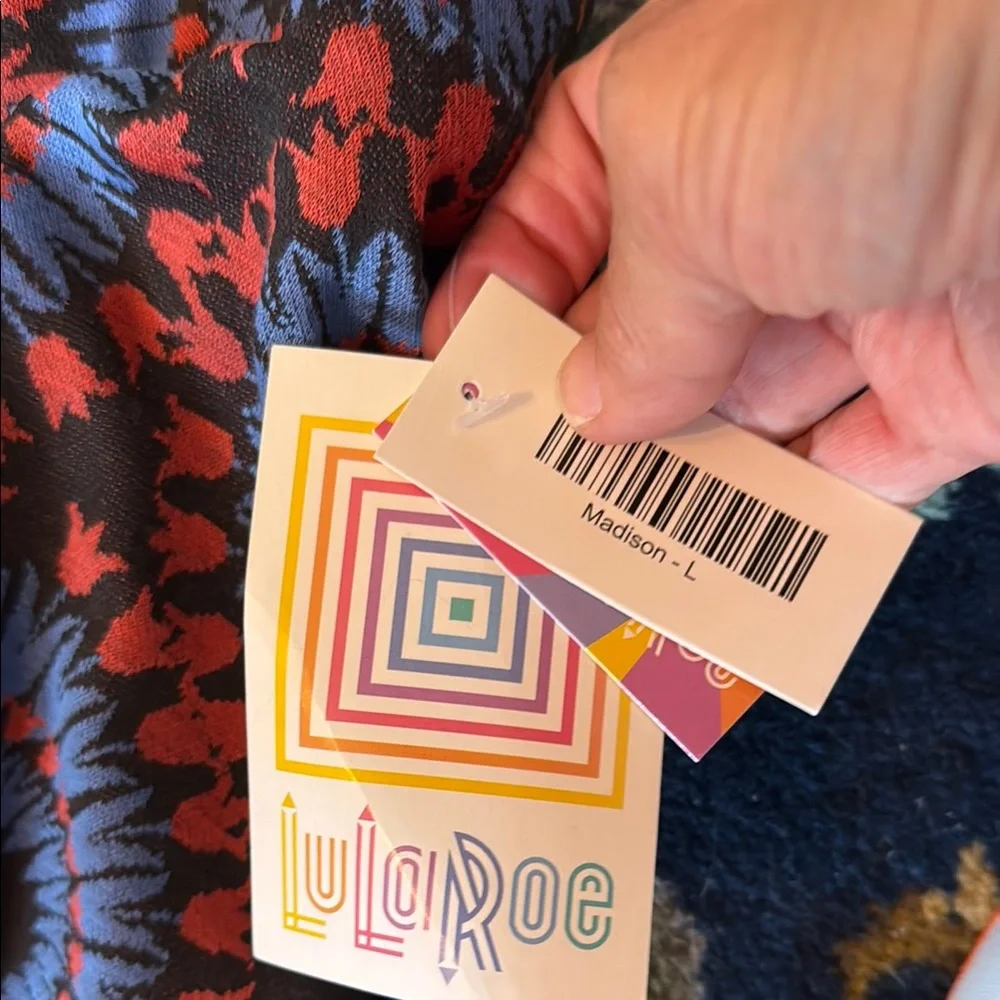 LuLaRoe Vibrant‎ Black and Blue Madison Skirt